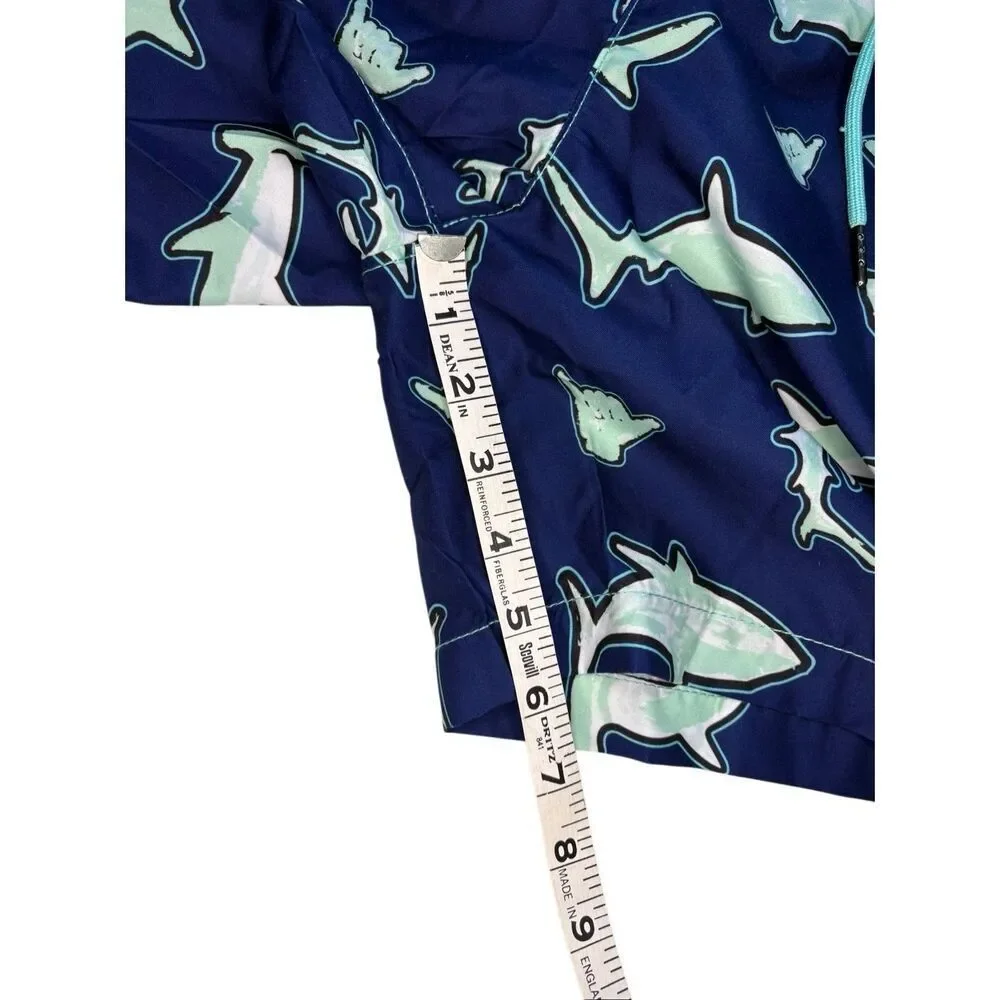 NWT Beach Bros “Scribble Shark” swim trunks in blue - XL